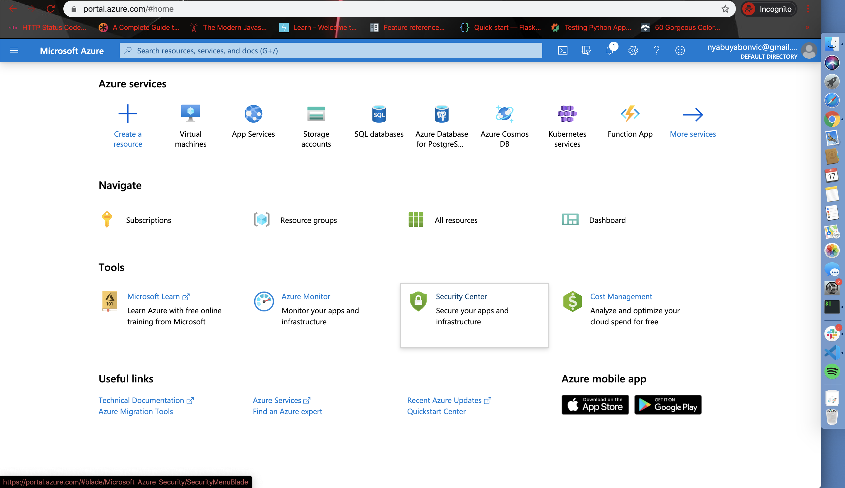 Azure home portal