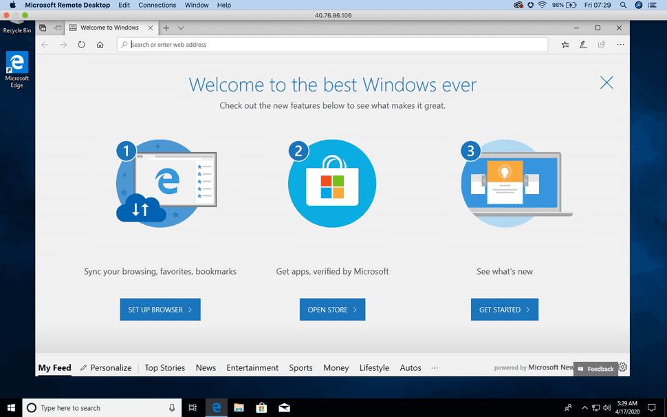 Windows VM running